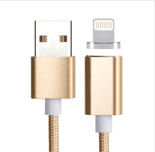 AussieSuperStore Homeware Supplies Tough Nylon Rope Style USB Lightning Charging  8 Pin to USB 2.0 Magnetic Data/Charger Cable (Gold) CBMEGAPCBLGOLD